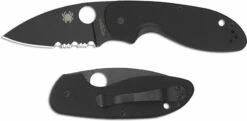 Spyderco C216GPSBBK Efficient Knife 2.98 Inch Part Serrated Black Drop Point, Black G10 Handle -Cheap Case Knives Store SP C216GPSBBK