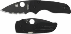 Spyderco Lil' Native Knife C230GSBBK Compact Folder Serrated Black DLC Blade Black G10 With Compression Lock -Cheap Case Knives Store SP C230GSBBK