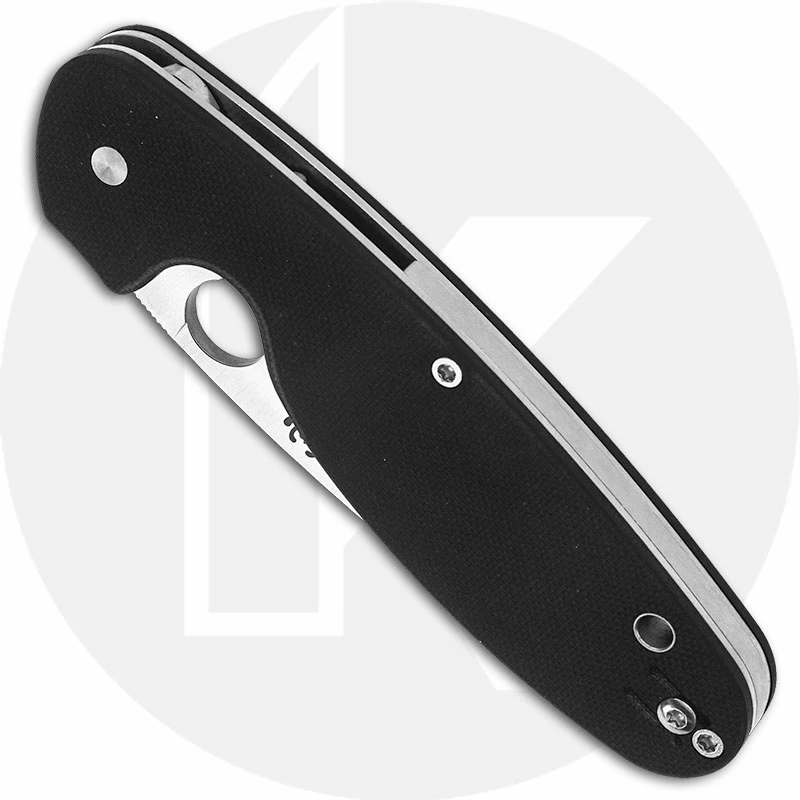 Spyderco C245GPS Emphasis Knife - 3.61 Inch Part Serrated Drop Point - Black G10 - Liner Lock 4 Spyderco C245GPS Emphasis Knife - 3.61 Inch Part Serrated Drop Point - Black G10 - Liner Lock - Image 2